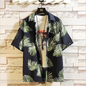 Print Brand Summer Hot Sell Men's Beach Shirt Fashion Short Sleeve Floral Loose Casual Shirts Plus Asian SIZE M-4XL 5XL Hawaiian