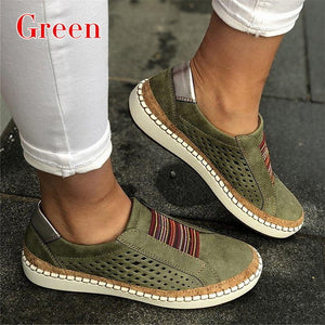 Laamei 2019 Slip On Women Sneakers Shallow Loafers Vulcanized Shoes Breathable Hollow Out Female Casual Flats Ladies Comfortable