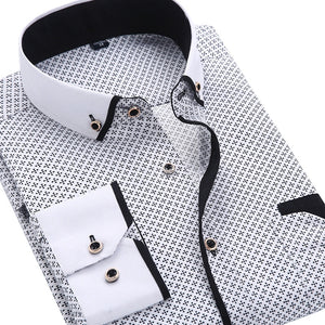 2019 Men Fashion Casual Long Sleeved Printed shirt Slim Fit Male Social Business Dress Shirt Brand Men Clothing Soft Comfortable