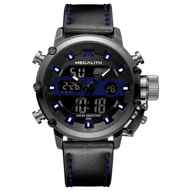 Relogio Masculino MEGALITH Sport Waterproof Watches Men Luminous Dual Display Alarm Top Brand Luxury Quartz Watch Wholesale 8051