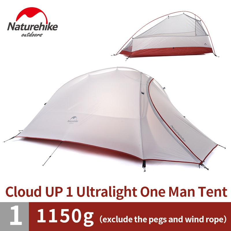 Naturehike Cloud Up Series 1 2 3 Person Ultralight Tent Camp Equipment 20D Nylon Upgrade 2 Man Winter Camping Tent With Mat