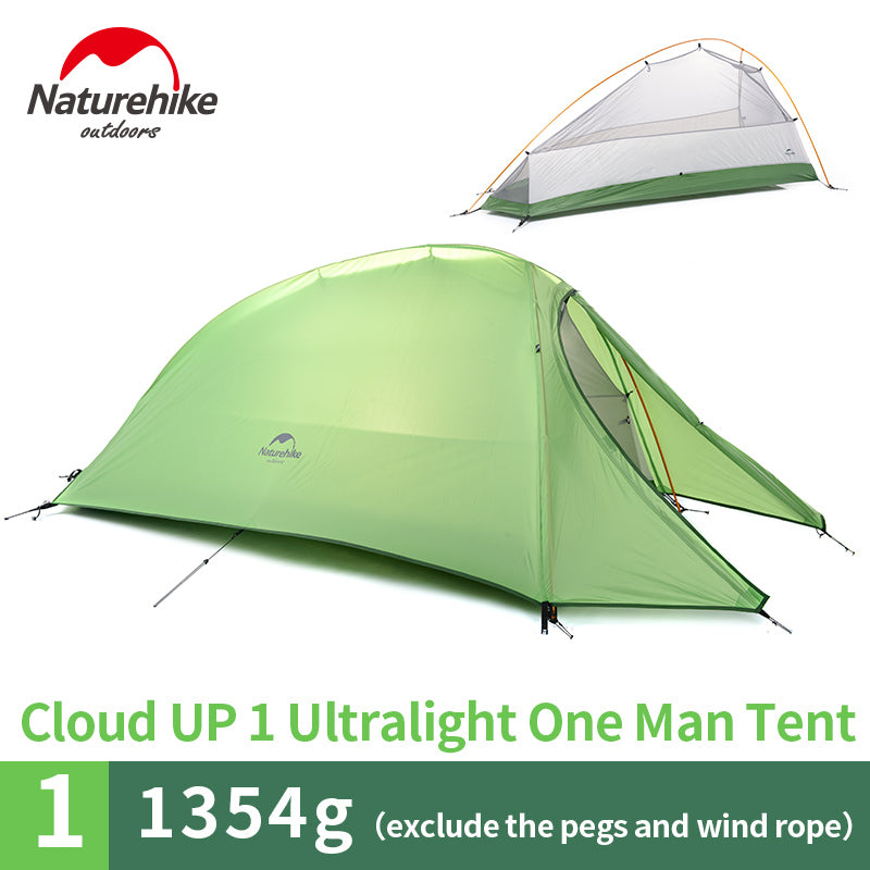 Naturehike Cloud Up Series 1 2 3 Person Ultralight Tent Camp Equipment 20D Nylon Upgrade 2 Man Winter Camping Tent With Mat