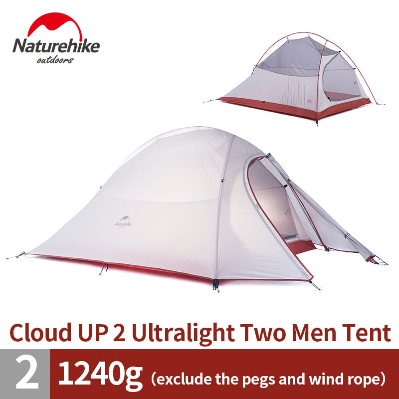 Naturehike Cloud Up Series 1 2 3 Person Ultralight Tent Camp Equipment 20D Nylon Upgrade 2 Man Winter Camping Tent With Mat