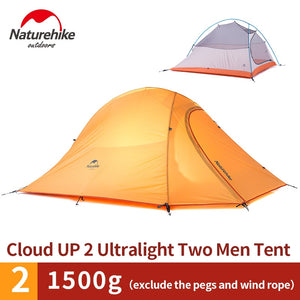 Naturehike Cloud Up Series 1 2 3 Person Ultralight Tent Camp Equipment 20D Nylon Upgrade 2 Man Winter Camping Tent With Mat