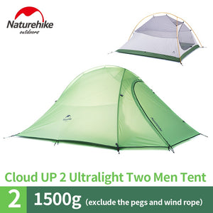 Naturehike Cloud Up Series 1 2 3 Person Ultralight Tent Camp Equipment 20D Nylon Upgrade 2 Man Winter Camping Tent With Mat