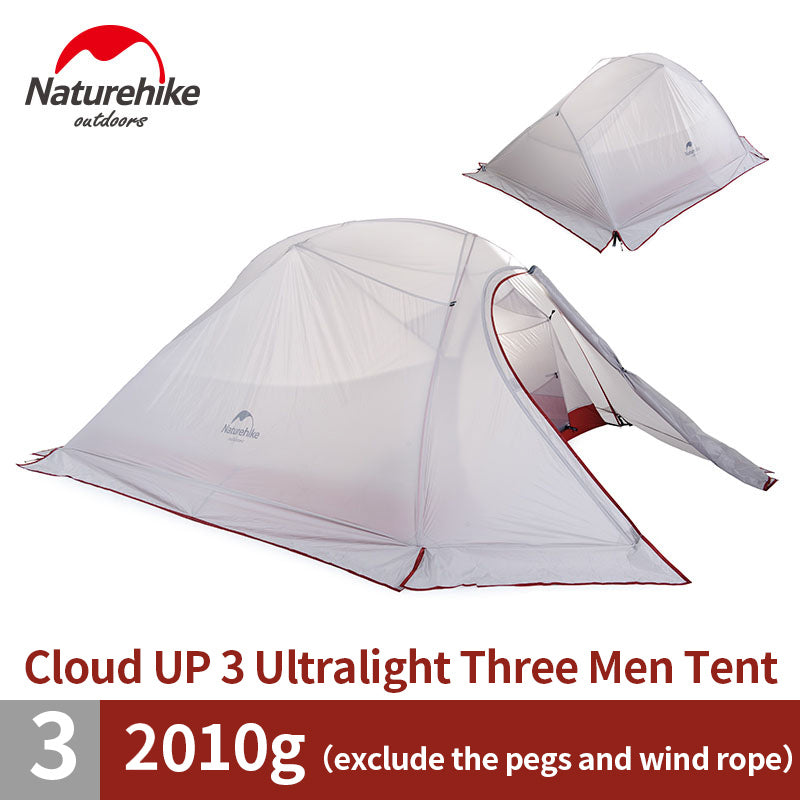 Naturehike Cloud Up Series 1 2 3 Person Ultralight Tent Camp Equipment 20D Nylon Upgrade 2 Man Winter Camping Tent With Mat