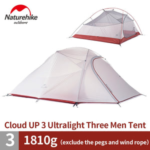 Naturehike Cloud Up Series 1 2 3 Person Ultralight Tent Camp Equipment 20D Nylon Upgrade 2 Man Winter Camping Tent With Mat