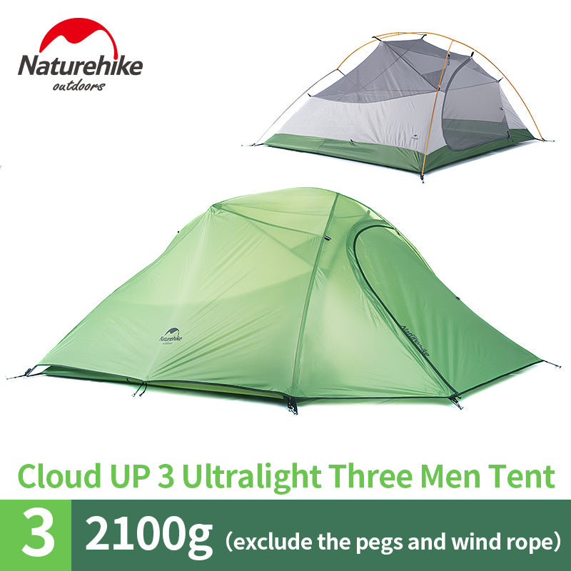 Naturehike Cloud Up Series 1 2 3 Person Ultralight Tent Camp Equipment 20D Nylon Upgrade 2 Man Winter Camping Tent With Mat