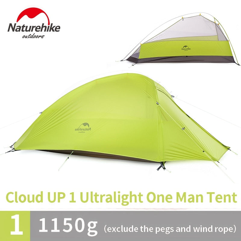 Naturehike Cloud Up Series 1 2 3 Person Ultralight Tent Camp Equipment 20D Nylon Upgrade 2 Man Winter Camping Tent With Mat