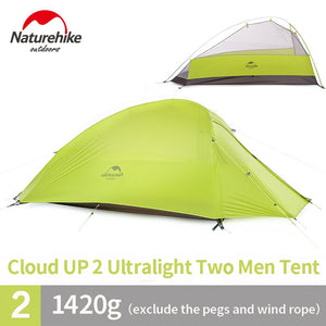 Naturehike Cloud Up Series 1 2 3 Person Ultralight Tent Camp Equipment 20D Nylon Upgrade 2 Man Winter Camping Tent With Mat