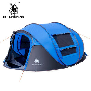 HUILINGYANG camping tent Large space3-4persons automatic speed open throwing pop up windproof camping family tent