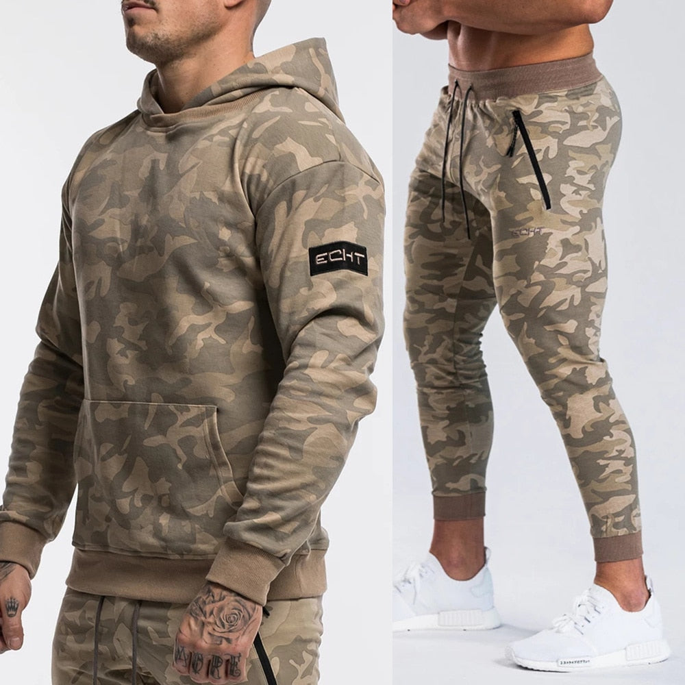 Brand Tracksuit Camo Hoodie Pants Sets Men Casual Sweatshirt Joggers Sweatpants Male Cotton Jacket Autumn Winter Sportswear Suit