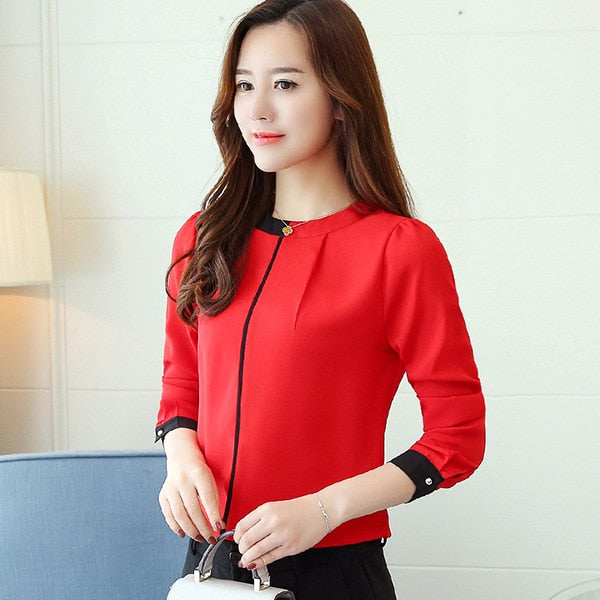 chiffon women Blouse Shirt 2019 Long Sleeve red women's clothing Office Lady blouse Women's Tops Ladies' shirt Blusas A91 30