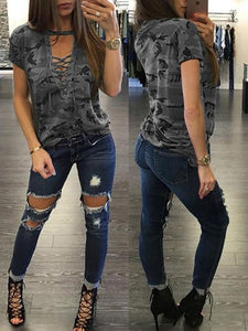 Casual Shirt Camouflage Colorful Tops Fashion Women's Clothing Summer Ladies Short Sleeve Loose Blouse