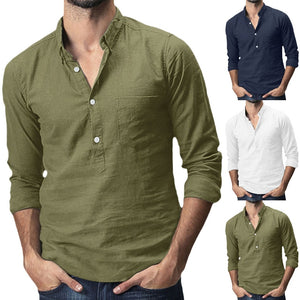 2019 verano hombres holgados de algodón de lino sólido Multi-Bolsillo de manga corta Turn-down Collar camisas camisa hawaiana camisa masculina