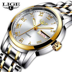 LIGE Luxury Ladies Watch Women Waterproof Rose Gold Steel Strap Women Wrist Watches Top Brand Bracelet Clock Relogio Feminino