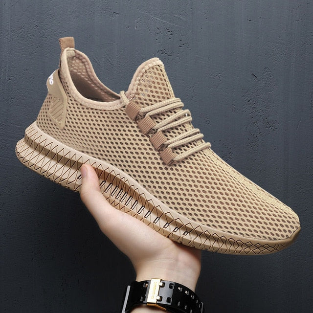 Men Sneakers Black Mesh Breathable Running Sport Shoes Male Lace Up Non-slip Men Low Athletic Sneakers Casual Men Shoes