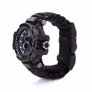 Outdoor Survival Watch Waterproof Military Multifunctional Tactical Paracord Watch Bracelet Camping Hiking Emergency Gear EDC