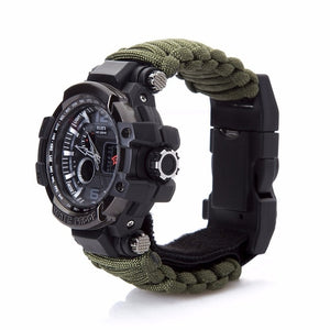 Outdoor Survival Watch Waterproof Military Multifunctional Tactical Paracord Watch Bracelet Camping Hiking Emergency Gear EDC