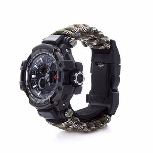 Outdoor Survival Watch Waterproof Military Multifunctional Tactical Paracord Watch Bracelet Camping Hiking Emergency Gear EDC