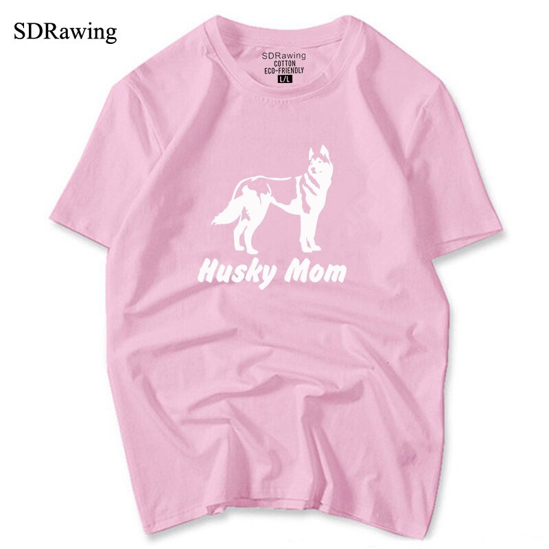 FUNNY cute Husky Mom print cotton t shirts for women girlfriend Graphic Tees summer casual Female Top plus size women's clothing