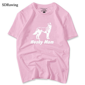 FUNNY cute Husky Mom print cotton t shirts for women girlfriend Graphic Tees summer casual Female Top plus size women's clothing