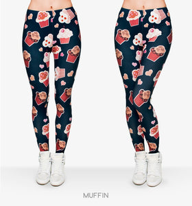 Muffins 3D Graphic Full Printing Women's Clothing teenage fitness Legging Sexy Punk Leggings Pants Workout