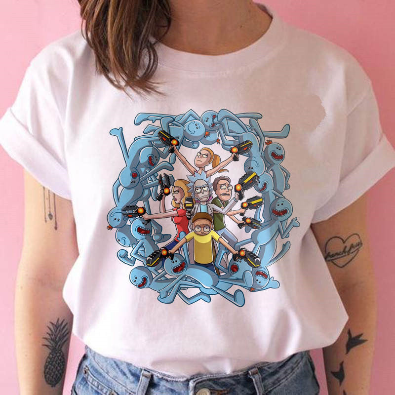 Women's Rick and Morty Season 4 Funny T Shirt Girl Casual Short Sleeve Harajuku Cartoon Tshirt Female Print Graphic Clothing