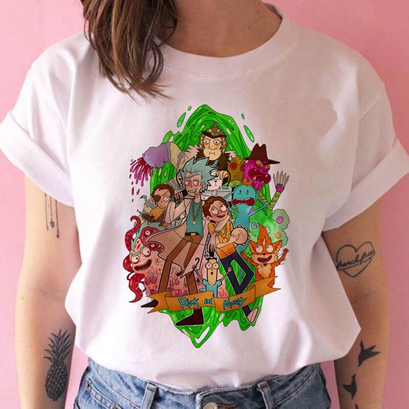 Women's Rick and Morty Season 4 Funny T Shirt Girl Casual Short Sleeve Harajuku Cartoon Tshirt Female Print Graphic Clothing