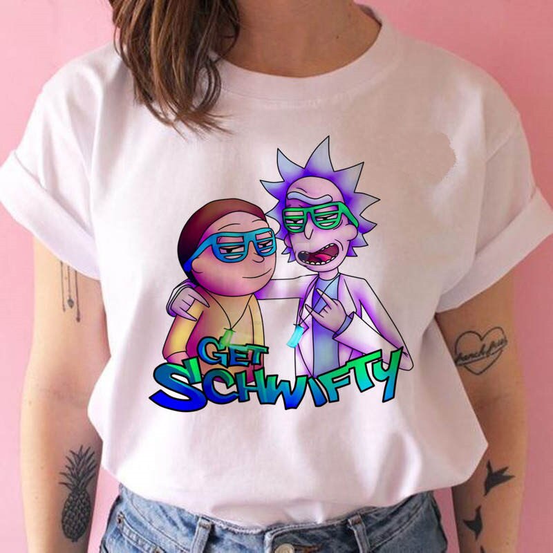 Women's Rick and Morty Season 4 Funny T Shirt Girl Casual Short Sleeve Harajuku Cartoon Tshirt Female Print Graphic Clothing