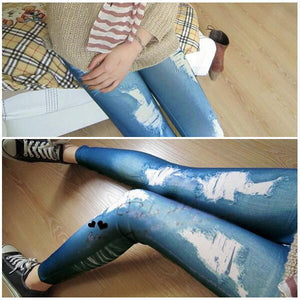 New women's clothing Retro Lady Women Skinny Slim Distressed Stretchy Jeans Leggings Jegging Pants