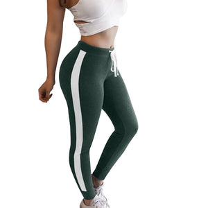 Fashion Women Striped Pants Running Trousers Leggings