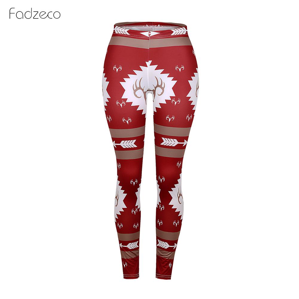 FADZECO Women's Autumn Leggings Girl Winter Legging Bottoms Snowflake Christmas Deer Print Leggings Women Clothing Jeggings