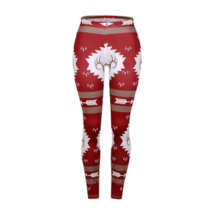 FADZECO Women's Autumn Leggings Girl Winter Legging Bottoms Snowflake Christmas Deer Print Leggings Women Clothing Jeggings