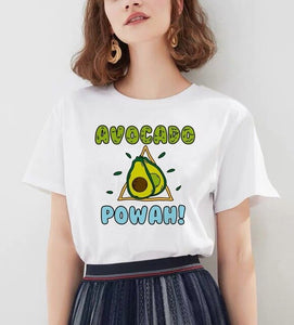 Women's Cartoon Avocado Print Tshirts Harajuku T Shirt O-Neck Clothing Cartoon Print Casual Short Sleeve Streetwear Clothes