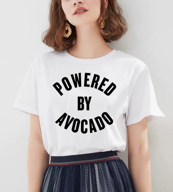 Women's Cartoon Avocado Print Tshirts Harajuku T Shirt O-Neck Clothing Cartoon Print Casual Short Sleeve Streetwear Clothes