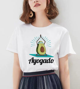 Women's Cartoon Avocado Print Tshirts Harajuku T Shirt O-Neck Clothing Cartoon Print Casual Short Sleeve Streetwear Clothes