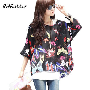 Blouse Shirt Women 2018 New Fashion Floral Print Summer Style Chiffon Blouses and Tops Women's Clothing Plus Size Shirts Blusas