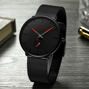 Men Watch CRRJU Watch Women and Top Brand Luxury Famous Dress Watches Fashion Unisex Ultra Thin Wristwatch Relojes Para Hombre