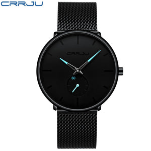 Men Watch CRRJU Watch Women and Top Brand Luxury Famous Dress Watches Fashion Unisex Ultra Thin Wristwatch Relojes Para Hombre