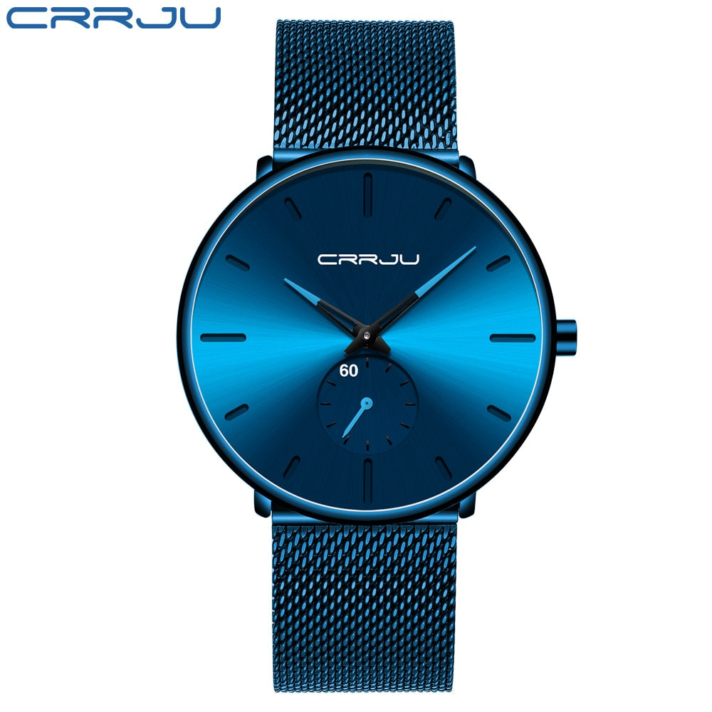 Men Watch CRRJU Watch Women and Top Brand Luxury Famous Dress Watches Fashion Unisex Ultra Thin Wristwatch Relojes Para Hombre