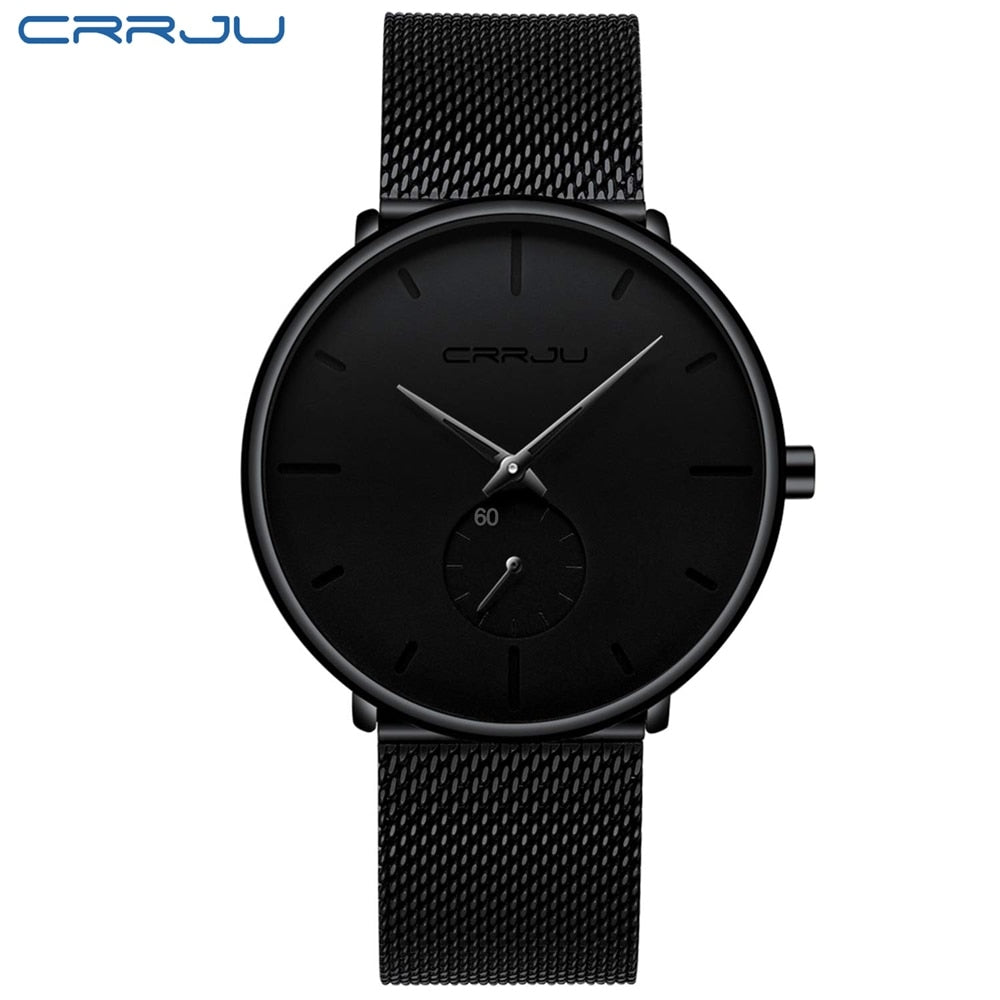 Men Watch CRRJU Watch Women and Top Brand Luxury Famous Dress Watches Fashion Unisex Ultra Thin Wristwatch Relojes Para Hombre