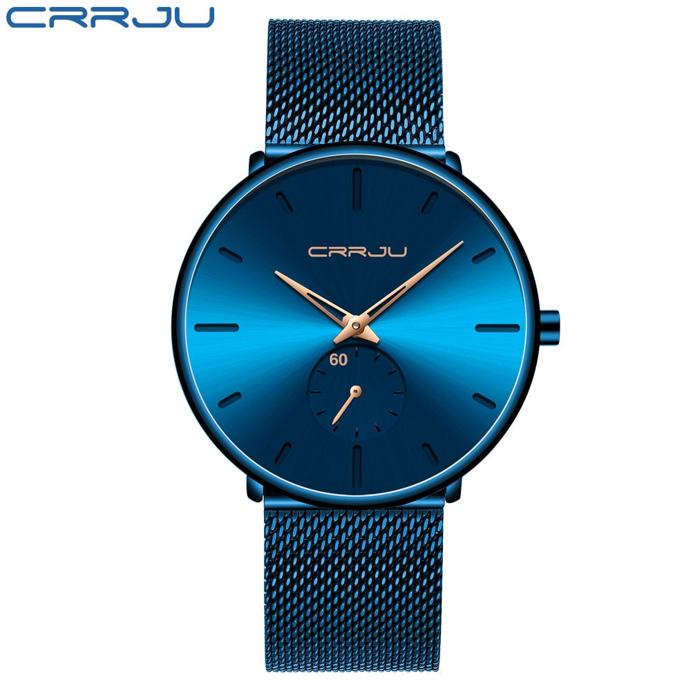 Men Watch CRRJU Watch Women and Top Brand Luxury Famous Dress Watches Fashion Unisex Ultra Thin Wristwatch Relojes Para Hombre