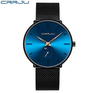 Men Watch CRRJU Watch Women and Top Brand Luxury Famous Dress Watches Fashion Unisex Ultra Thin Wristwatch Relojes Para Hombre