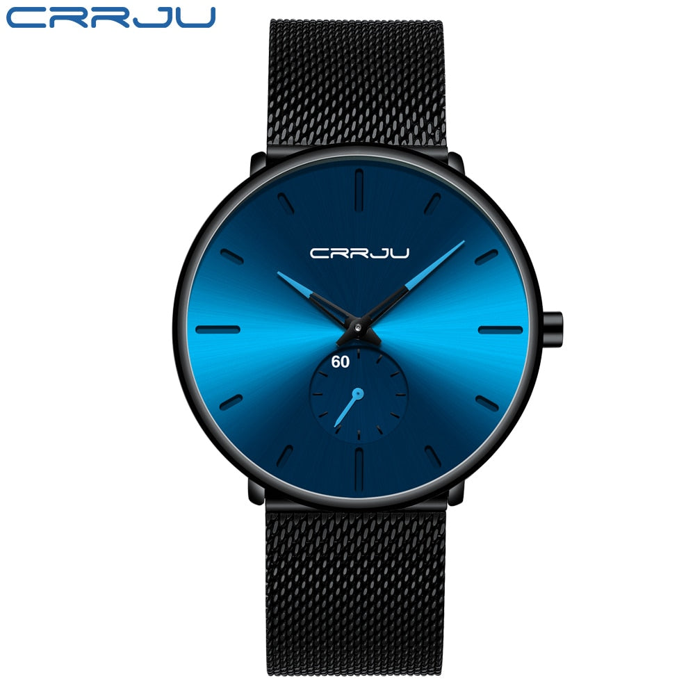 Men Watch CRRJU Watch Women and Top Brand Luxury Famous Dress Watches Fashion Unisex Ultra Thin Wristwatch Relojes Para Hombre