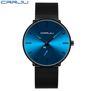 Men Watch CRRJU Watch Women and Top Brand Luxury Famous Dress Watches Fashion Unisex Ultra Thin Wristwatch Relojes Para Hombre