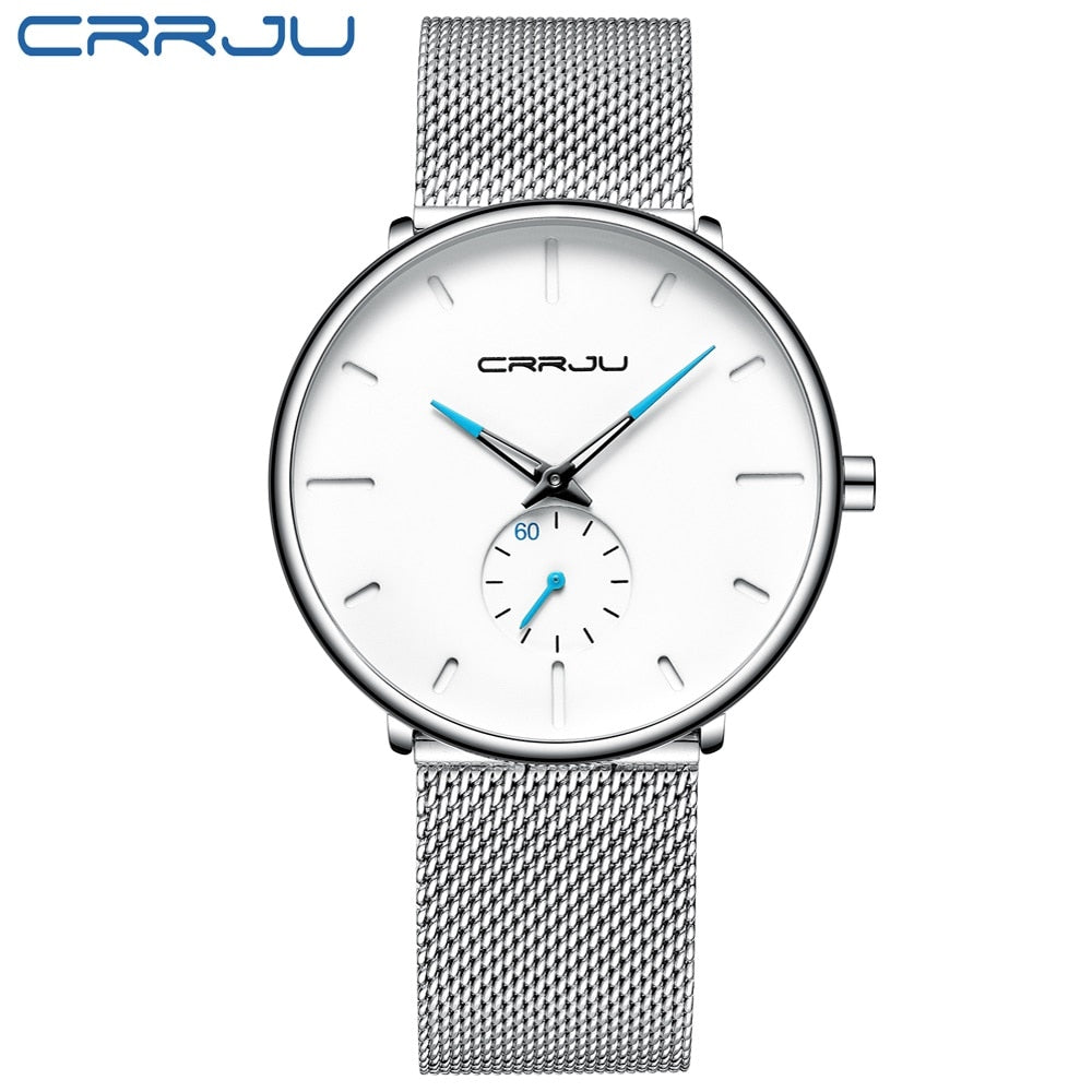 Men Watch CRRJU Watch Women and Top Brand Luxury Famous Dress Watches Fashion Unisex Ultra Thin Wristwatch Relojes Para Hombre