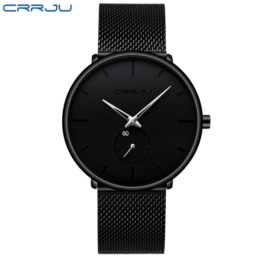 Men Watch CRRJU Watch Women and Top Brand Luxury Famous Dress Watches Fashion Unisex Ultra Thin Wristwatch Relojes Para Hombre