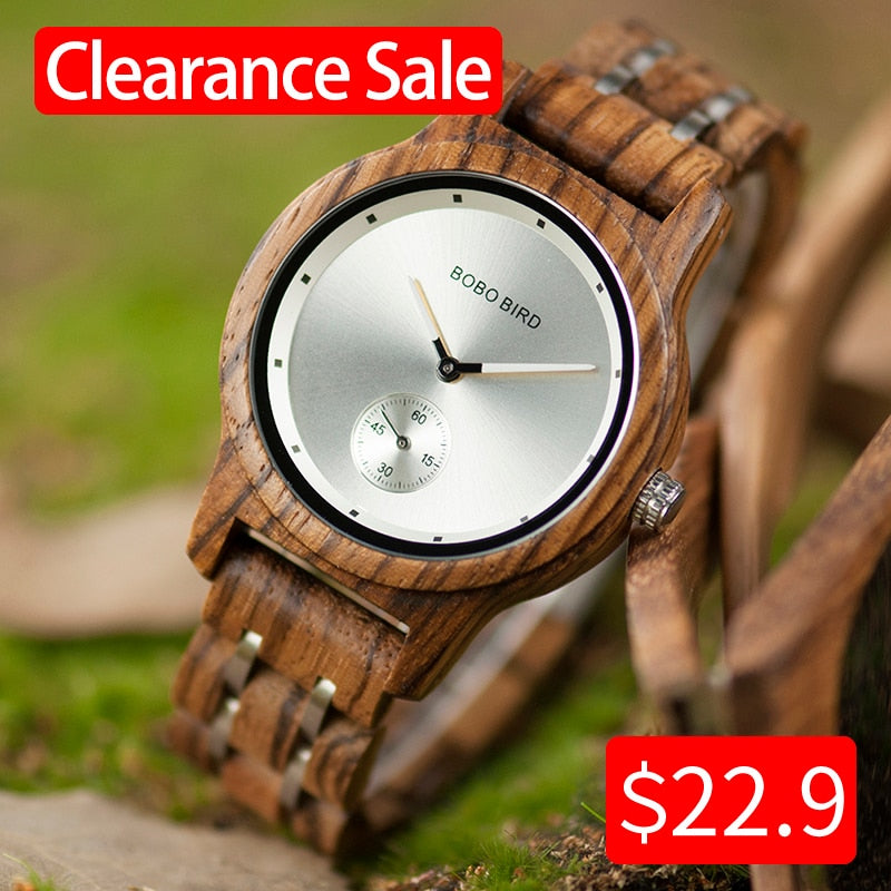 Promotion BOBOBIRD Watch Stylish Wooden Chronograph Timepieces Wood Quartz Wristwatch Best Gift In Box relogio masculino VQ18