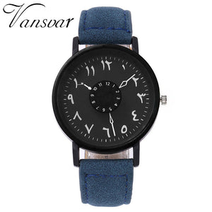 Vansvar Brand Black White Lover's Couple Watches Unique Arabic Numbers Leather Women Quartz Wristwatch Luxury Brand Clock